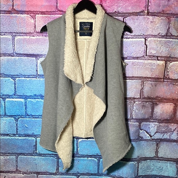 Cavalini Original Women's Sweatshirt Small Gray Loose Sleeveless Open Vest - Picture 6 of 6